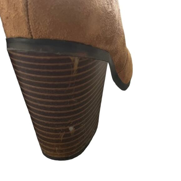 Parker & Sky Ankle Boots Size 8.5 Cognac Brown Faux Suede Block Heel 3.5” Zip - Picture 5 of 10